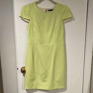 Tibi Neon Green Cap Sleeve Sheath Dress